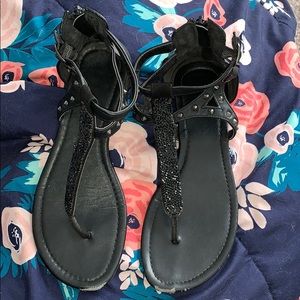black sparkly sandals